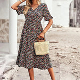 Robe Midi Bohème Fleurie Coupe Évasée Été Chic