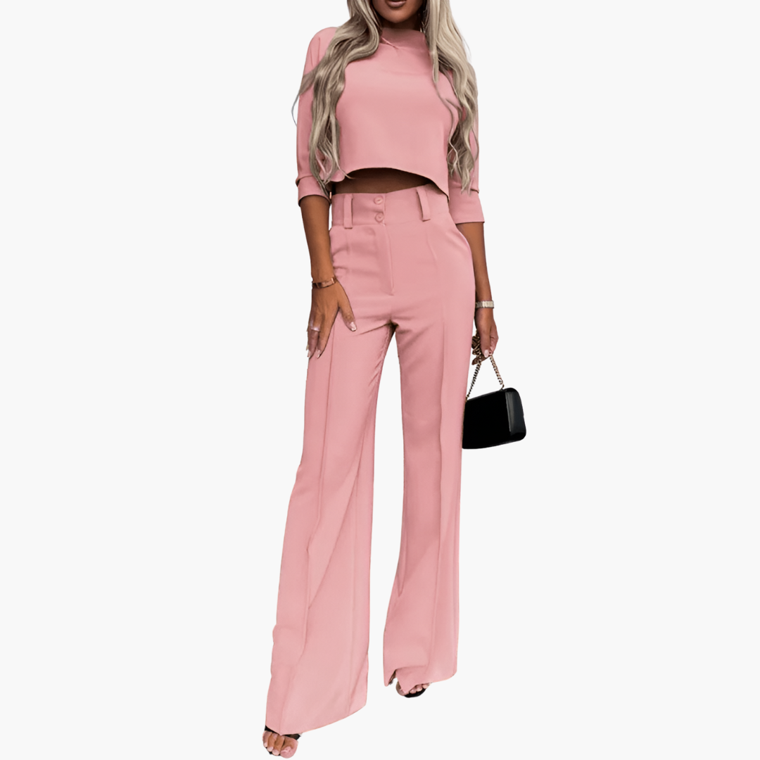 Ensemble Élégant Taille Haute Style Minimaliste