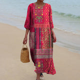 Robe de Plage Maxi Bohème Imprimé Ethnique Été