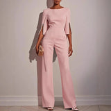 Elegant Jumpsuit Med Cape Ærmer Moderne Stil