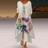 Robe Maxi Bohème Asymétrique Imprimé Floral Élégance