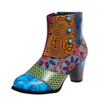 Bottines Patchwork Artistique Talon Confort Style Unique