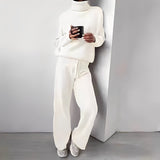 Ensemble Femme Pull Col Roulé et Pantalon Jogging Confort