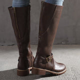 Zénaïde | Bottes Hautes Féminines à Talon Bloc & Bout Rond Élégant