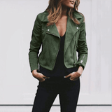 Veste Cuir Zippée Ajustée Style Motard Élégance Moderne