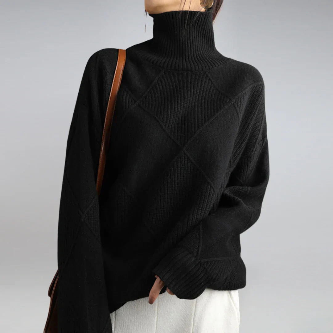 Pull Femme Col Montant Maille Texturée – Élégance Moderne