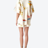 Ensemble Chemise Imprimée Short Coupe Ample Style Vacances Chic