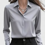 Chemise Drapée à Col Classique et Manches Longues