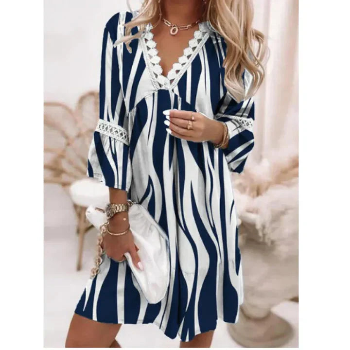 Robe Femme Bohème Courte Imprimé Col V