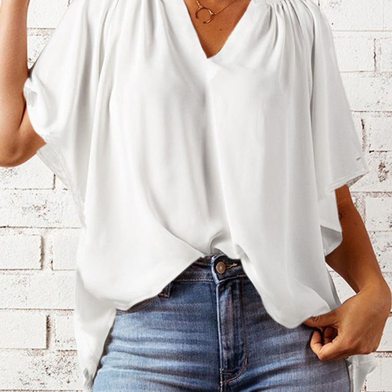 Blouse Ample Col V Manches Fluides Confort Élégant