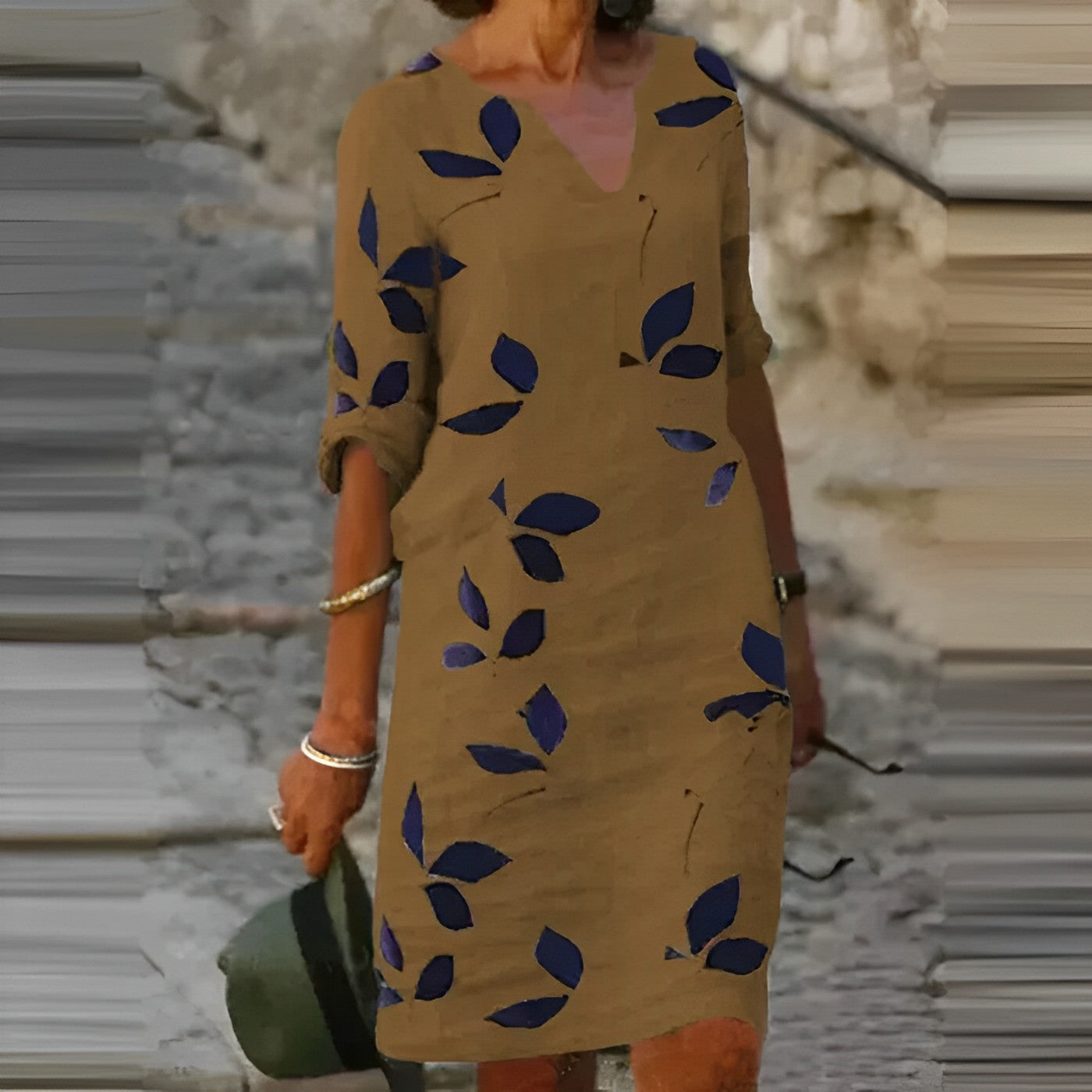 Robe Femme Imprimée Col V – Robe Décontractée Été