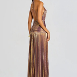 Robe Longue Plissée à Col Halter