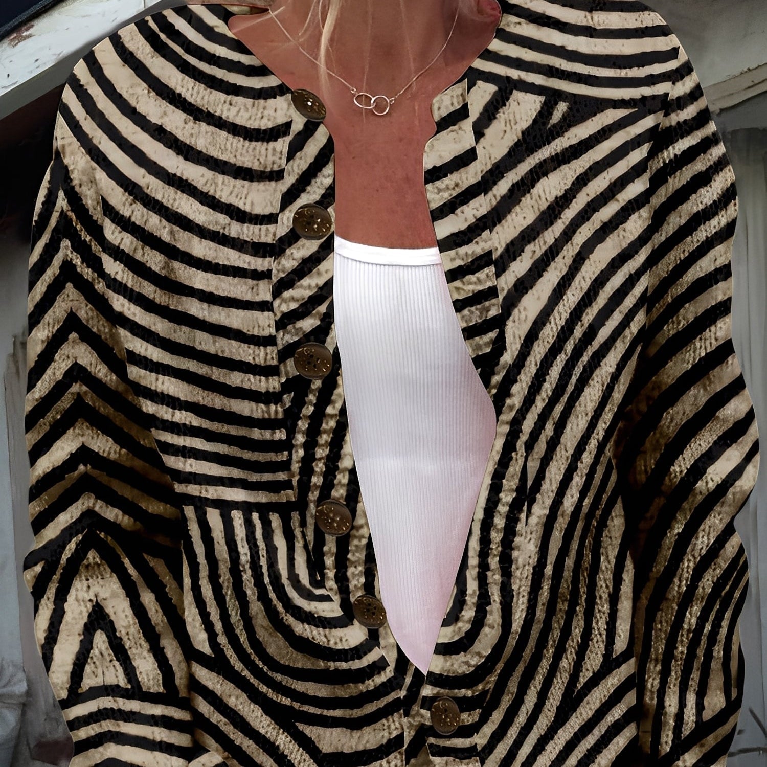 Cardigan Femme Motif Nordique – Gilet Boutonné Cosy