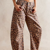 Pantalon Léopard Ample Taille Haute Tendance