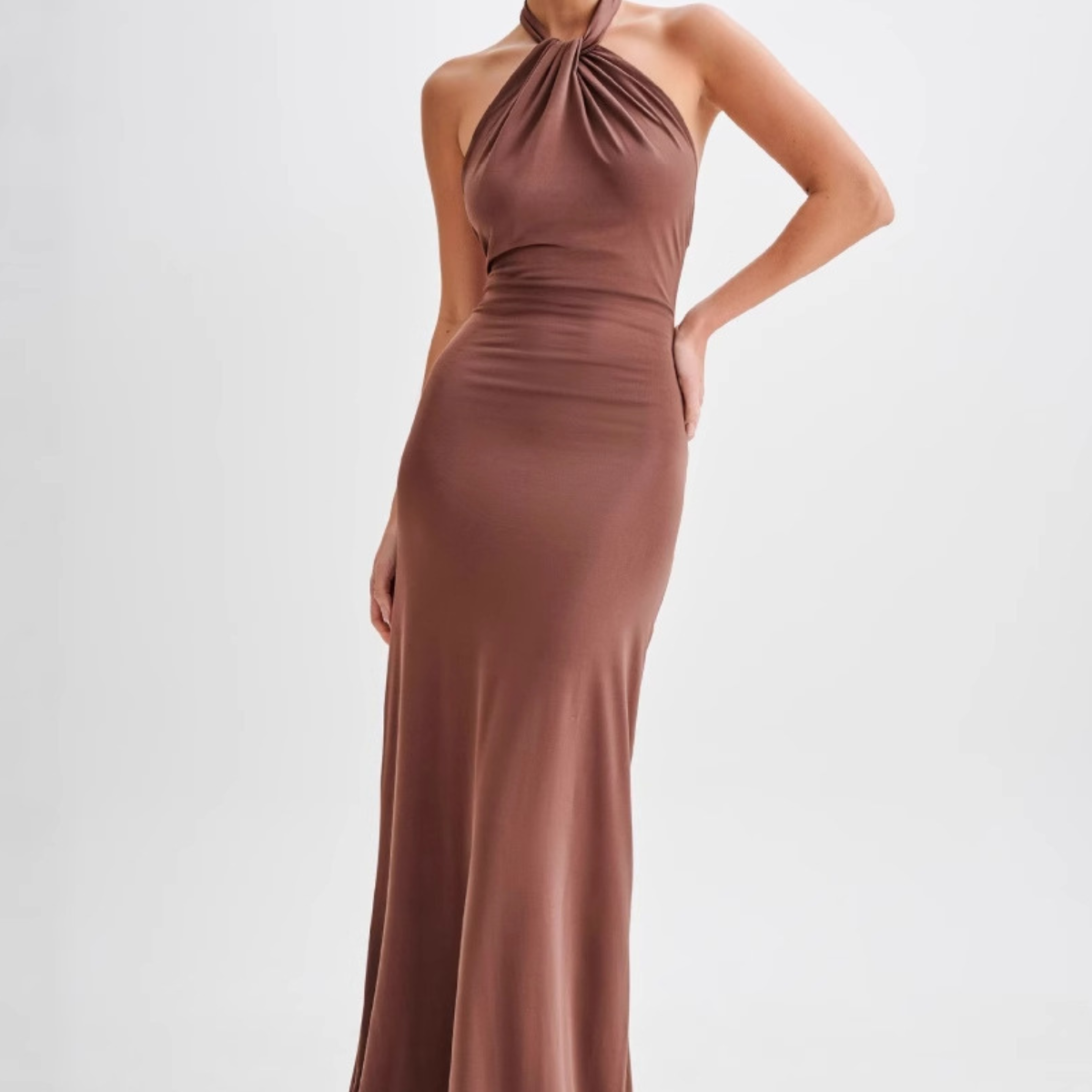Robe Longue Dos Nu Halter Drapée Élégance