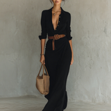 Robe Portefeuille Longue Élégante Camelle Femme