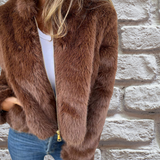 Veste d'automne femme à col haut zippée