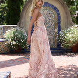 Robe longue à fleurs col licou pour femme