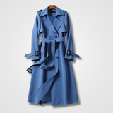 Trench Coat Long Ceinturé Coupe Classique Élégance Intemporelle