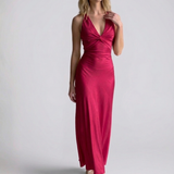 Robe Longue Satinée Dos Croisé Élégance Féminine