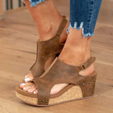 Sandales Compensées Découpées Style Bohème