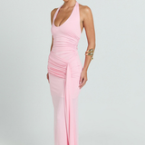 Robe Longue Dos Nu Halter Drapée Glamour