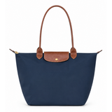 Sac cabas pliable en cuir contrastant pour femme