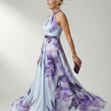 Robe Longue Fleurie Col Halter Élégance Aérienne