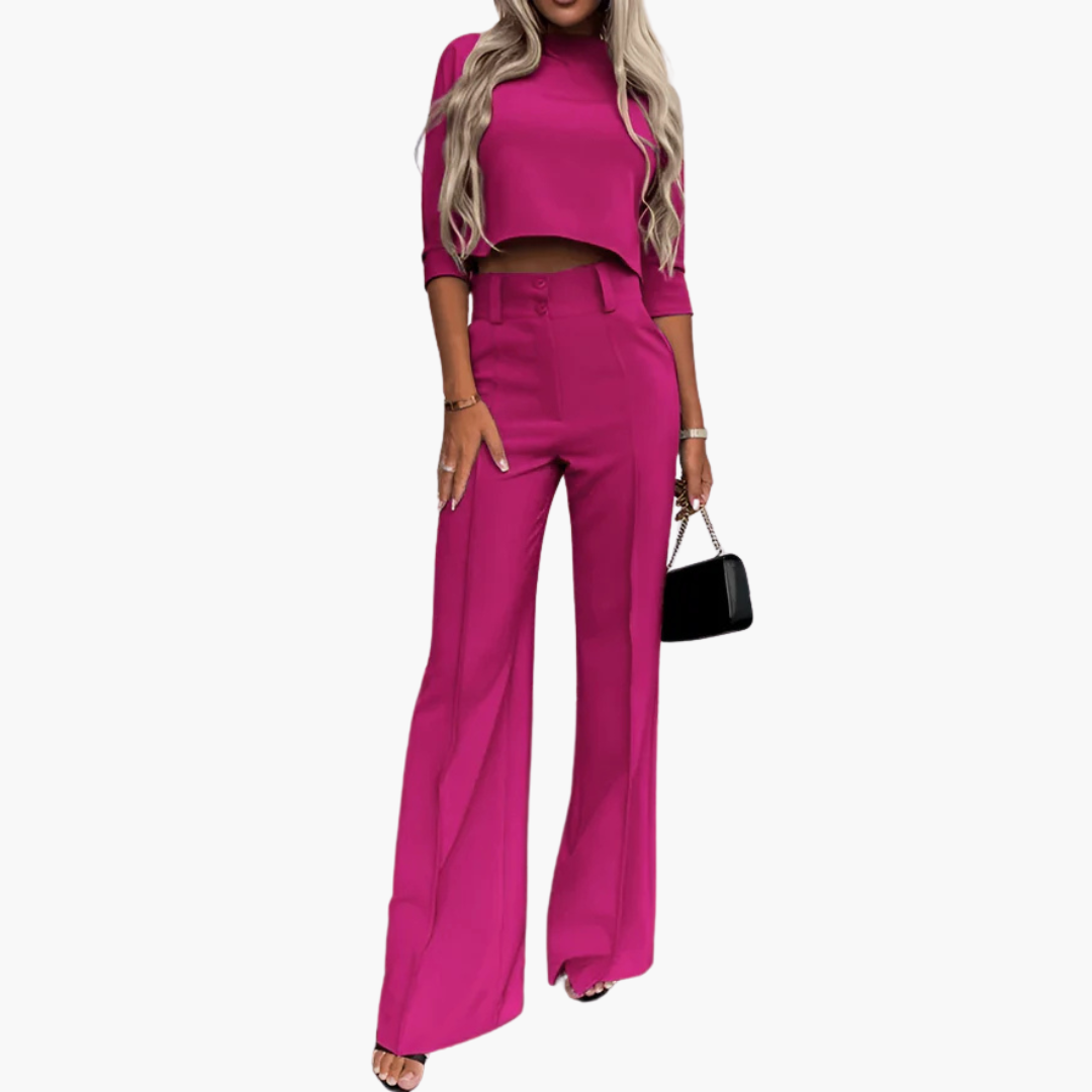 Ensemble Élégant Taille Haute Style Minimaliste