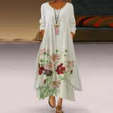 Robe Maxi Bohème Asymétrique Imprimé Floral Élégance
