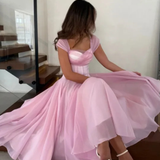 Robe midi trapèze en tulle à décolleté cœur pour femme