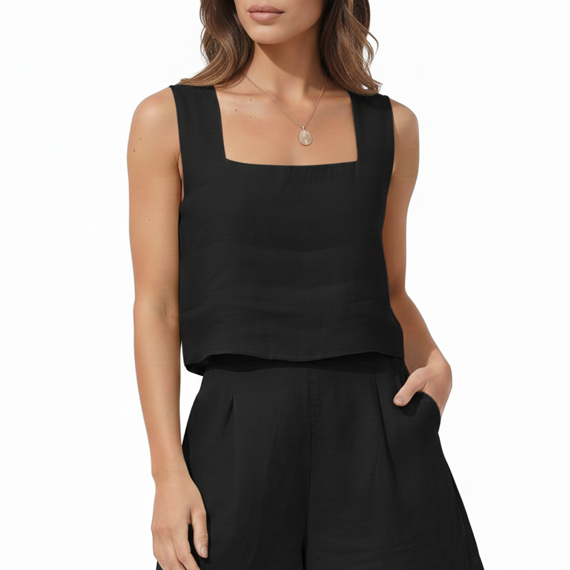 Ensemble deux pièces femme en lin, top et short