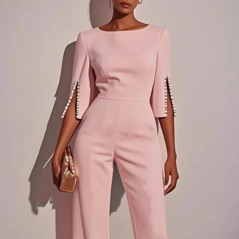 Elegant Jumpsuit Med Cape Ærmer Moderne Stil