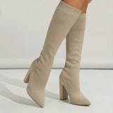 Bottes hautes chaussettes femme à talon bloc