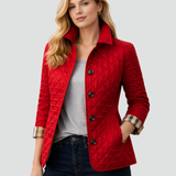 Veste matelassée femme à col pointu boutonnée