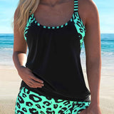 Tankini Femme Deux Pièces à Motif Léopard