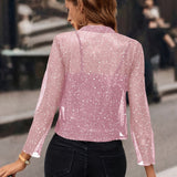 Cardigan court à sequins ouvert pour femme
