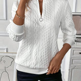 Pull Femme Zippé Col Rond Texturé
