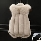 Gilet Femme Fourrure Élégant Sans Manches