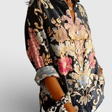 Chemise Imprimée Florale à Manches Retroussées