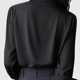 Chemise Drapée à Col Classique et Manches Longues
