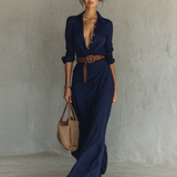 Robe Portefeuille Longue Élégante Camelle Femme