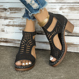 Sandales Découpées à Talon Style Bohème