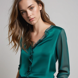 Blouse Femme Élégante Manches Transparentes – Haut Chic