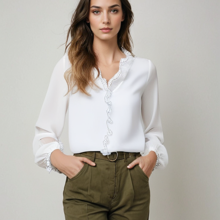 Blouse Femme Élégante Manches Transparentes – Haut Chic