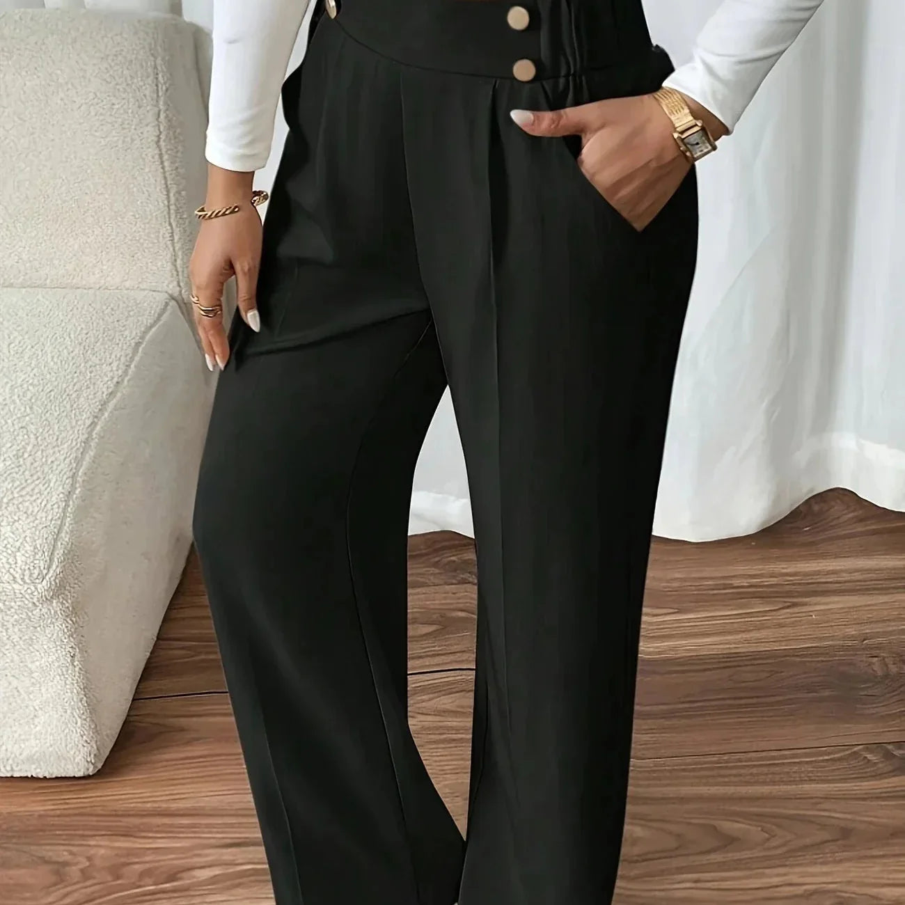 Pantalon Fluide Taille Haute Confort Élégance Quotidienne