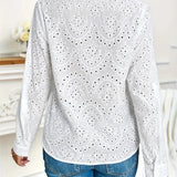 Blouse Col V Dentelle Manches Longues Élégance Féminine
