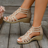 Sandales femme à talon compensé et zip latéral