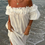 Robe Femme Longue Épaules Dénudées – Robe Bohème Été