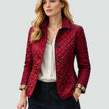 Veste matelassée femme à col pointu boutonnée